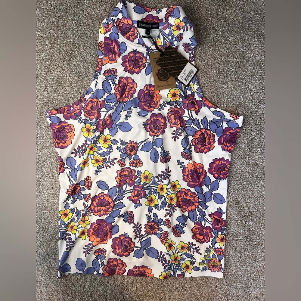 NEW! Women’s Charming Floral Sleeveless Tank Top- Swannies XL